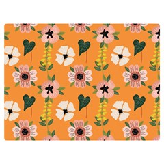 Flower Orange Pattern Floral One Side Premium Plush Fleece Blanket (extra Small) by Dutashop