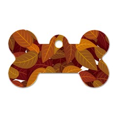 Watercolor Leaves Leaf Orange Dog Tag Bone (one Side)