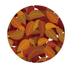 Watercolor Leaves Leaf Orange Mini Round Pill Box (pack Of 5)