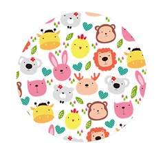 Cute Animals Cartoon Seamless Background Mini Round Pill Box (pack Of 5)