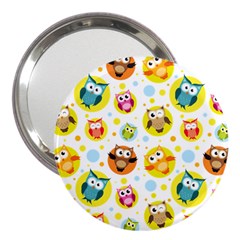 Owl Bird Cartoon 3  Handbag Mirrors by Jancukart