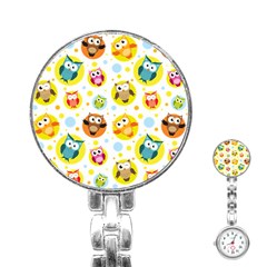 Owl Bird Cartoon Stainless Steel Nurses Watch by Jancukart