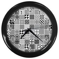 Black And White Geometric Patterns Wall Clock (black)