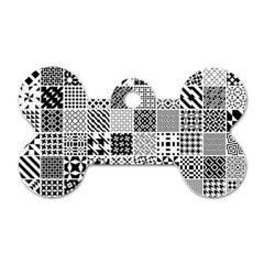Black And White Geometric Patterns Dog Tag Bone (one Side) by Jancukart