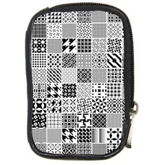 Black And White Geometric Patterns Compact Camera Leather Case by Jancukart