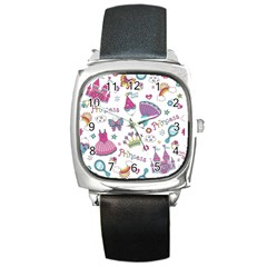 Princess Element Background Material Square Metal Watch