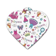 Princess Element Background Material Dog Tag Heart (One Side)