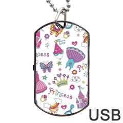 Princess Element Background Material Dog Tag USB Flash (One Side)