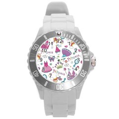 Princess Element Background Material Round Plastic Sport Watch (L)