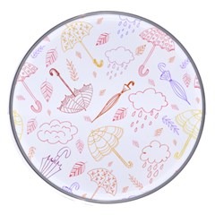 Weather Umbrella Rain Cloud Seamless Doodle Pattern Wireless Fast Charger(white) by Jancukart