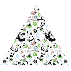 Giant Panda Bear Pattern Wooden Puzzle Triangle by Jancukart