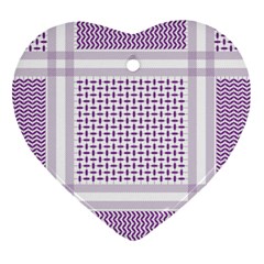 Square Purple Pattern Bead Purple Keffiyeh Purple Geometric Headdress Angle Violet Rectangle Heart Ornament (two Sides)