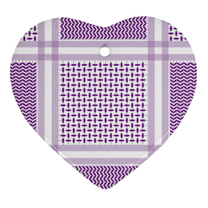 Square Purple Pattern Bead Purple Keffiyeh Purple Geometric Headdress Angle Violet Rectangle Heart Ornament (Two Sides)