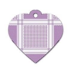 Square Purple Pattern Bead Purple Keffiyeh Purple Geometric Headdress Angle Violet Rectangle Dog Tag Heart (two Sides) by Jancukart