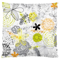 Doodle Flowers Hand Drawing Pattern Large Cushion Case (one Side) by Jancukart