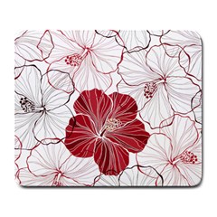 Red Hibiscus Flowers Art Large Mousepad by Jancukart