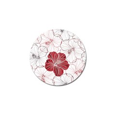 Red Hibiscus Flowers Art Golf Ball Marker (4 Pack) by Jancukart