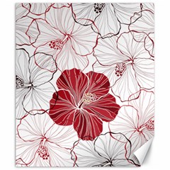 Red Hibiscus Flowers Art Canvas 20  X 24  by Jancukart