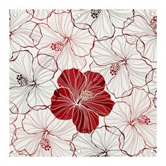 Red Hibiscus Flowers Art Banner And Sign 3  X 3  by Jancukart