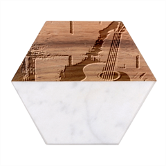 Acoustic Guitar Marble Wood Coaster (hexagon)  by artworkshop