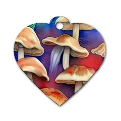 Mushroom Dog Tag Heart (two Sides) by GardenOfOphir