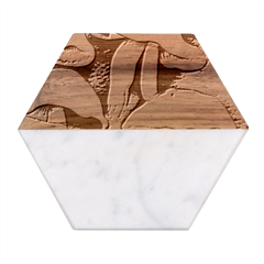Mushroom Marble Wood Coaster (hexagon) 