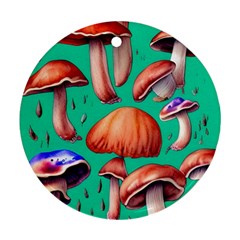 Mushroom Forest Round Ornament (two Sides) by GardenOfOphir