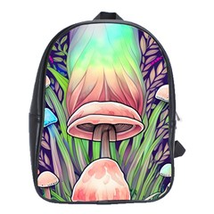 Tiny Forest Mushrooms School Bag (xl) by GardenOfOphir