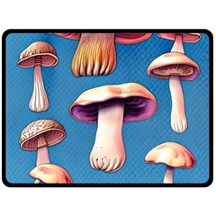 Cozy Forest Mushrooms One Side Fleece Blanket (large) by GardenOfOphir