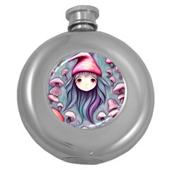 Witchy Mushroom Forest Round Hip Flask (5 Oz) by GardenOfOphir