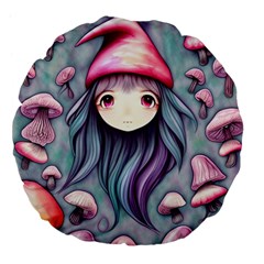 Witchy Mushroom Forest Large 18  Premium Flano Round Cushions