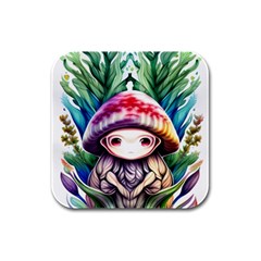 Fantasy Mushroom Forest Rubber Square Coaster (4 Pack) by GardenOfOphir