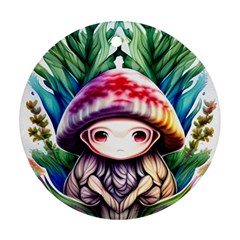 Fantasy Mushroom Forest Round Ornament (two Sides) by GardenOfOphir