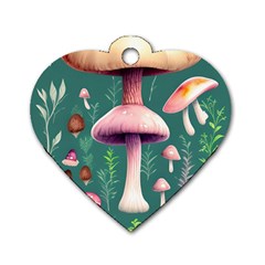 Tiny Historical Mushroom Dog Tag Heart (two Sides) by GardenOfOphir