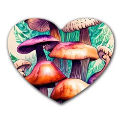 Witchy Mushrooms In The Woods Heart Mousepad by GardenOfOphir