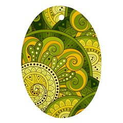 Doodles Patterns Ornament Vector Flowers Green Ornament (Oval)