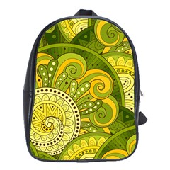 Doodles Patterns Ornament Vector Flowers Green School Bag (xl) by Jancukart