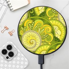 Doodles Patterns Ornament Vector Flowers Green Wireless Fast Charger(black) by Jancukart