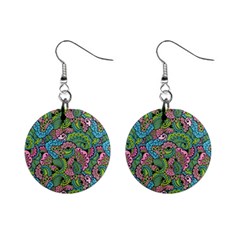 Background Texture Paisley Pattern Mini Button Earrings by Jancukart