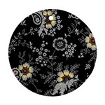 White And Yellow Floral And Paisley Illustration Background Round Ornament (Two Sides) Back