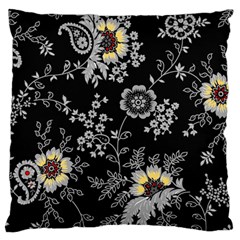 White And Yellow Floral And Paisley Illustration Background Standard Premium Plush Fleece Cushion Case (one Side)