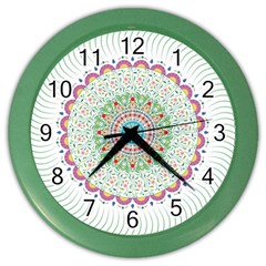 Flower Abstract Floral Hand Ornament Hand Drawn Mandala Color Wall Clock by Jancukart