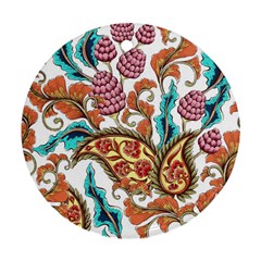 Flowers Pattern Texture White Background Paisley Ornament (round) by Jancukart