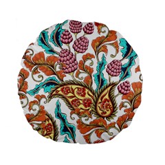 Flowers Pattern Texture White Background Paisley Standard 15  Premium Flano Round Cushions