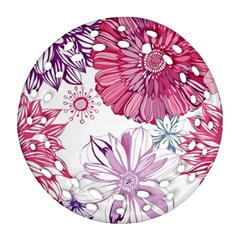 Red And Pink Flowers Vector Art Asters Patterns Backgrounds Ornament (round Filigree)