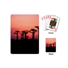 Baobabs Trees Silhouette Landscape Sunset Dusk Playing Cards Single Design (mini) by Jancukart