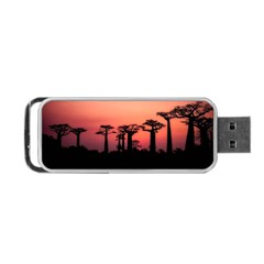 Baobabs Trees Silhouette Landscape Sunset Dusk Portable Usb Flash (one Side) by Jancukart