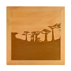 Baobabs Trees Silhouette Landscape Sunset Dusk Wood Photo Frame Cube by Jancukart