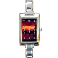 New York City Urban Skyline Harbor Bay Reflections Rectangle Italian Charm Watch by Jancukart