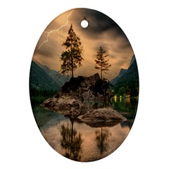 Nature Waters Lake Island Landscape Thunderstorm Ornament (oval)